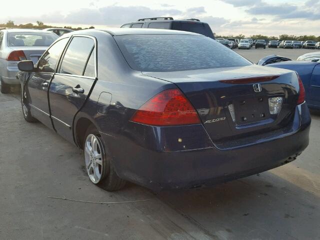 1HGCM56737A182351 - 2007 HONDA ACCORD EX BLUE photo 3