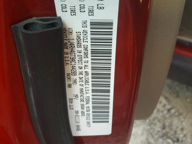 1J4RH4GT9AC144289 - 2010 JEEP COMMANDER წითელი ფოტო 10