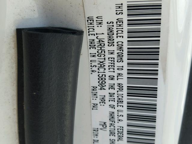 1J4RH5GTXAC158904 - 2010 JEEP COMMANDER WHITE photo 10