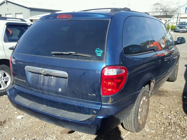 2C4GP44321R413454 - 2001 CHRYSLER TOWN & COU BLUE photo 4