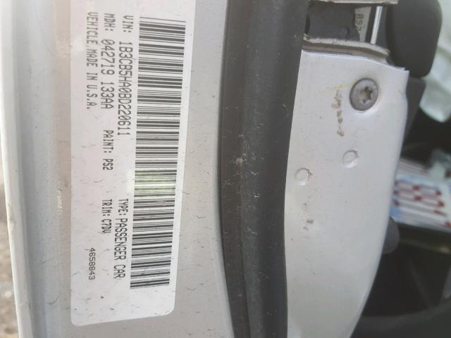 1B3CB5HA0BD220611 - 2011 DODGE CALIBER HE SILVER photo 10