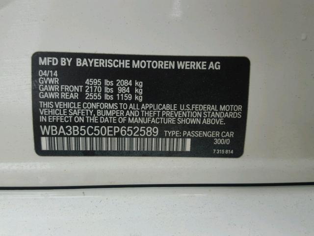 WBA3B5C50EP652589 - 2014 BMW 328 XI SUL WHITE photo 10