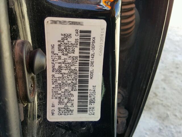 5YFBU4EE0DP117436 - 2013 TOYOTA COROLLA BA BLACK photo 10