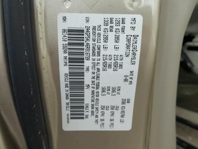 2A4GP54L46R916720 - 2006 CHRYSLER TOWN & COU GOLD photo 10