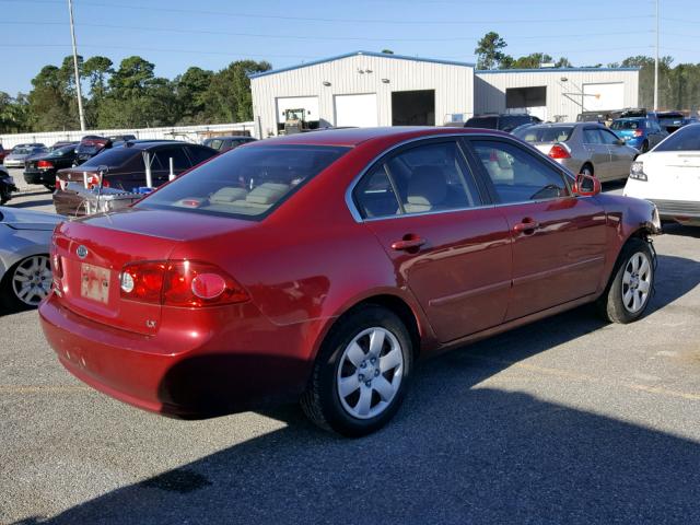 KNAGE123285260683 - 2008 KIA OPTIMA RED photo 4