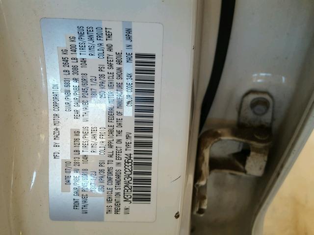 JM3TB2MA3A0233644 - 2010 MAZDA CX-9 WHITE photo 10