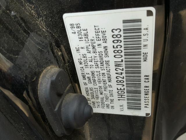 1HGEJ8242WL085983 - 1998 HONDA CIVIC EX Blau Foto 10