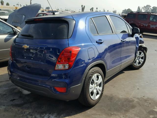 3GNCJKSB3HL198258 - 2017 CHEVROLET TRAX LS BLUE photo 4