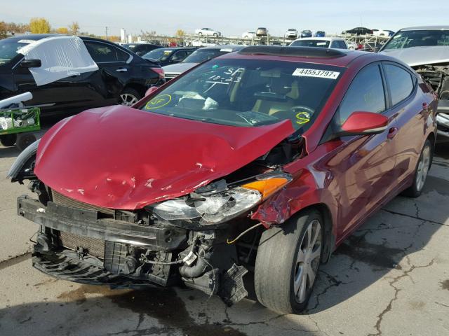 5NPDH4AE0DH178057 - 2013 HYUNDAI ELANTRA GL RED photo 2