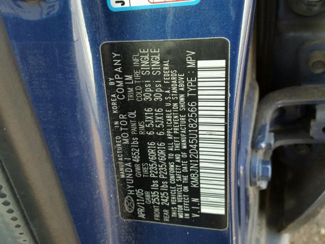 KM8JN12D45U182566 - 2005 HYUNDAI TUCSON BLUE photo 10