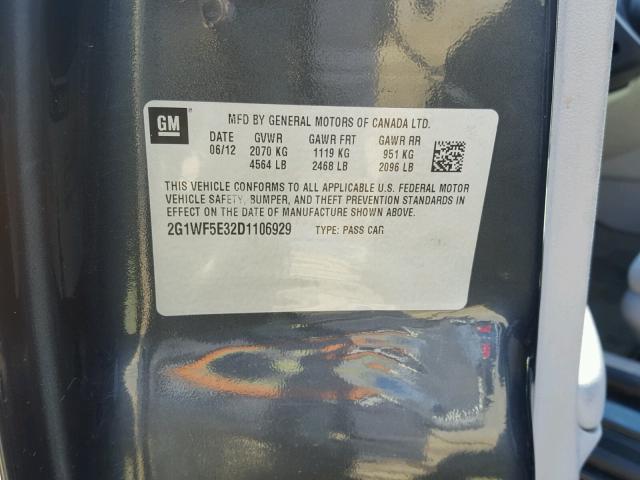 2G1WF5E32D1106929 - 2013 CHEVROLET IMPALA LS BLACK photo 10