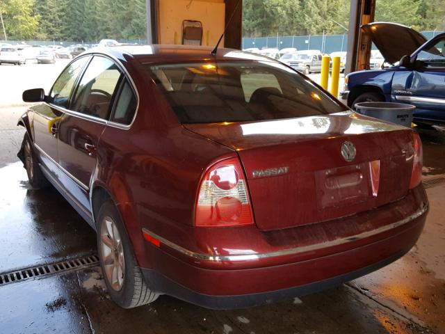 WVWPD63B14P048297 - 2004 VOLKSWAGEN PASSAT GLS BURGUNDY photo 3