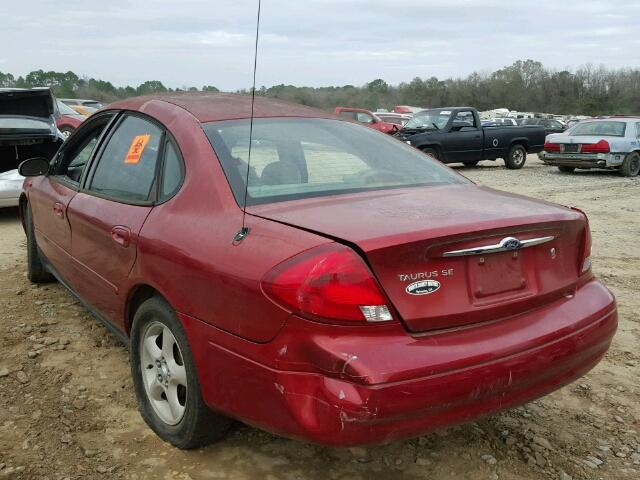 1FAFP53U0YA130129 - 2000 FORD TAURUS SE BURGUNDY photo 3