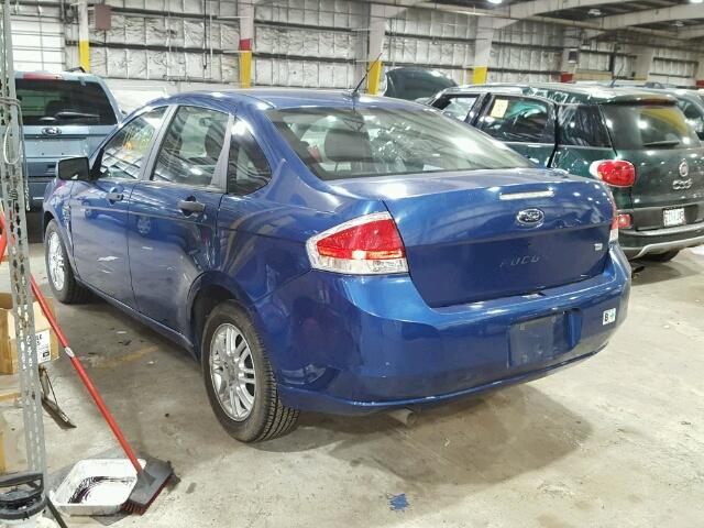 1FAHP35N08W289612 - 2008 FORD FOCUS SE BLUE photo 3