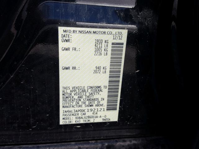 1N4AL3AP0DC192121 - 2013 NISSAN ALTIMA BLACK photo 10