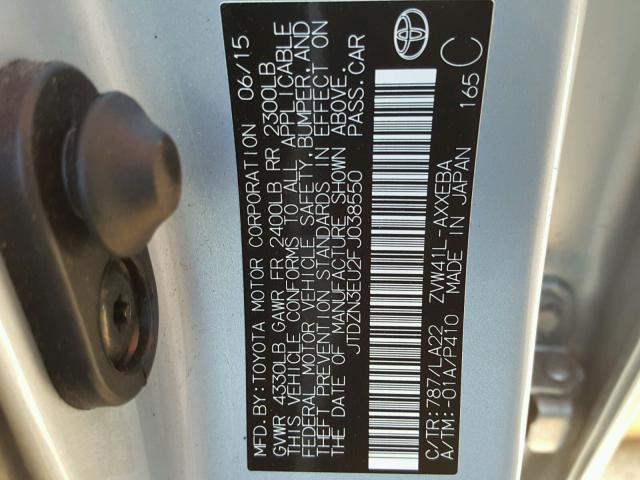 JTDZN3EU2FJ038550 - 2015 TOYOTA PRIUS V BLUE photo 10