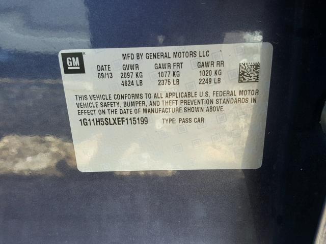 1G11H5SLXEF115199 - 2014 CHEVROLET MALIBU LTZ 紫色 照片 10