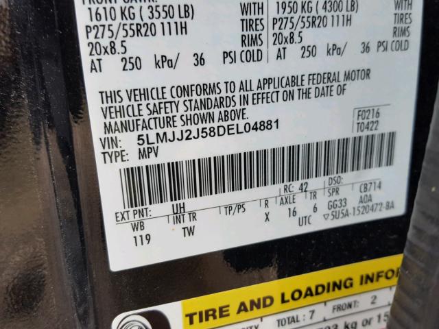 5LMJJ2J58DEL04881 - 2013 LINCOLN NAVIGATOR Czarny zdjęcie 10