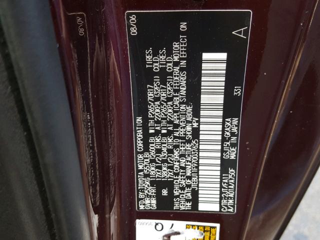 JTEBU11F970037625 - 2007 TOYOTA FJ CRUISER MAROON photo 10