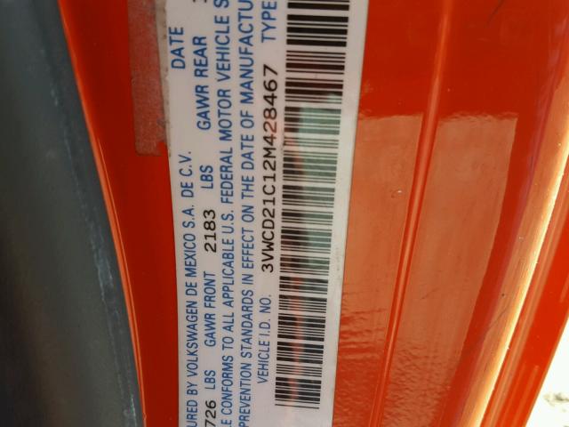 3VWCD21C12M428467 - 2002 VOLKSWAGEN NEW BEETLE 橙色 照片 10