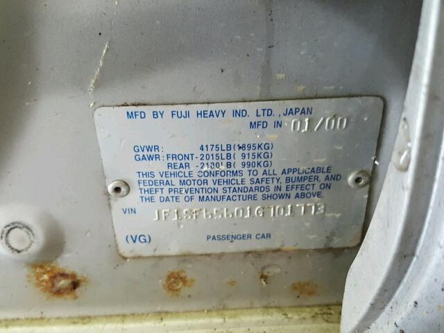 JF1SF65601G701773 - 2001 SUBARU FORESTER S 银色 照片 10