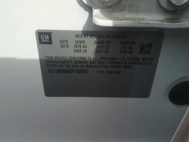 1G11B5SA6DF182297 - 2013 CHEVROLET MALIBU LS Ağ foto 10