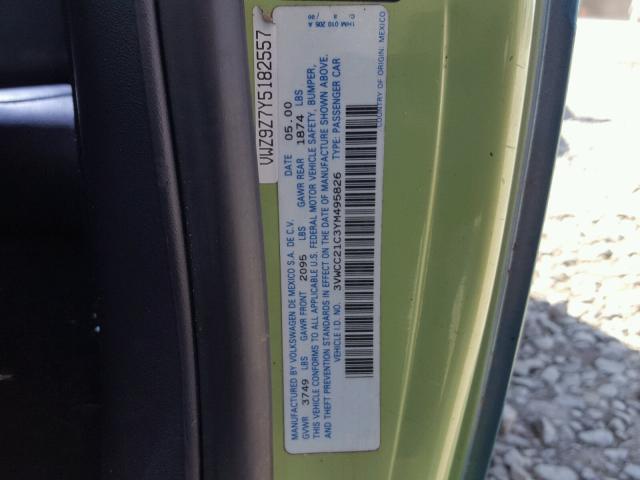 3VWCC21C3YM495826 - 2000 VOLKSWAGEN NEW BEETLE 蓝色 照片 10