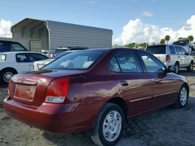 KMHDN45D33U537802 - 2003 HYUNDAI ELANTRA GL BURGUNDY photo 4