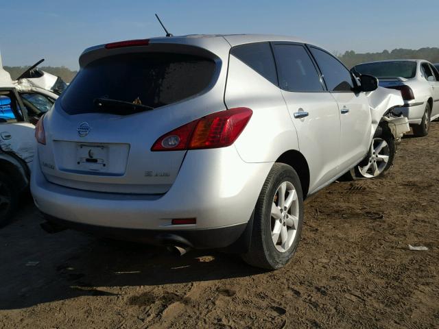 JN8AZ18W69W132560 - 2009 NISSAN MURANO S SILVER photo 4