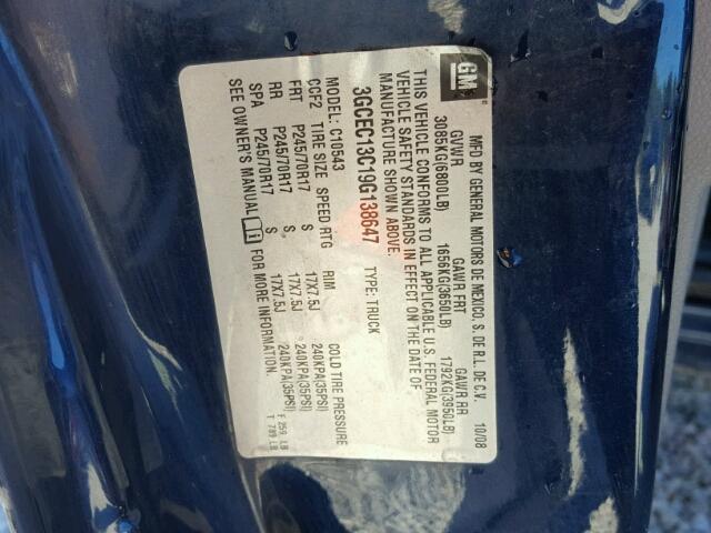 3GCEC13C19G138647 - 2009 CHEVROLET SILVERADO BLUE photo 10