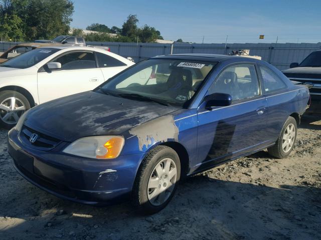 1HGEM22911L102281 - 2001 HONDA CIVIC SI BLUE photo 2