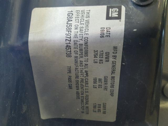 1G8AJ58F97Z145738 - 2007 SATURN ION LEVEL BLACK photo 10