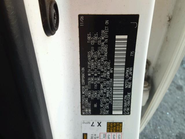 JTLKT324264122284 - 2006 TOYOTA SCION XB WHITE photo 10