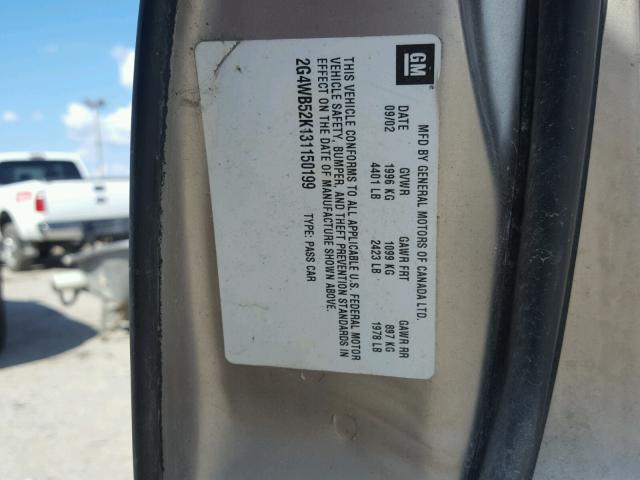 2G4WB52K131150199 - 2003 BUICK REGAL LS TAN photo 10