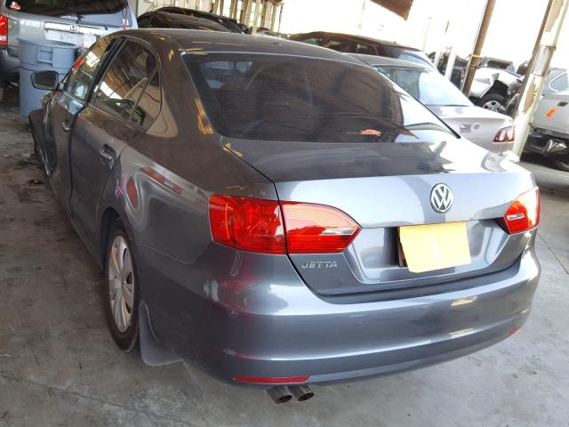 3VW2K7AJ1CM331865 - 2012 VOLKSWAGEN JETTA BASE Մոխրագույն լուսանկար 3