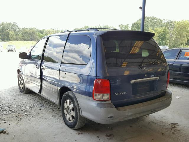 KNDUP131X26322572 - 2002 KIA SEDONA EX BLUE photo 3