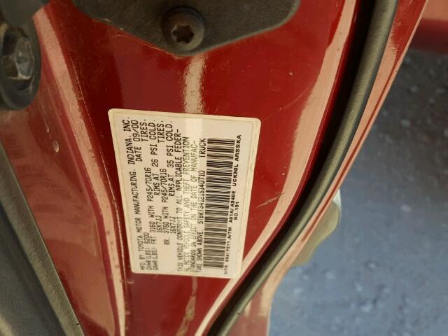 5TBRT34121S140710 - 2001 TOYOTA TUNDRA ACC MAROON photo 10