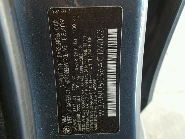 WBANU5C56AC126052 - 2010 BMW 528 CHARCOAL photo 10