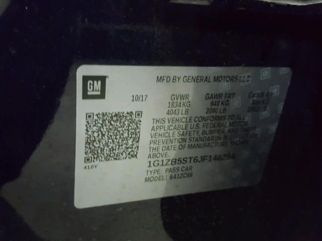 1G1ZB5ST6JF148294 - 2018 CHEVROLET MALIBU LS 蓝色 照片 10