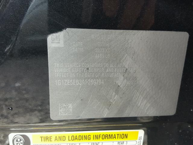 1G1ZE5EB3AF269794 - 2010 CHEVROLET MALIBU LTZ 黑色 照片 10