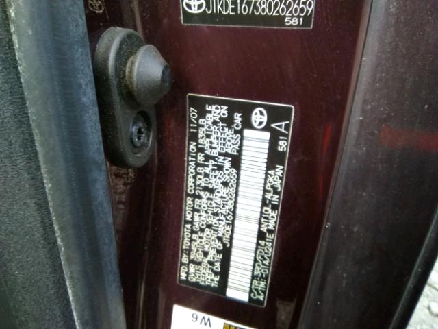 JTKDE167380262659 - 2008 TOYOTA SCION TC 紫色 照片 10