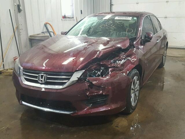 1HGCR2F3XDA270452 - 2013 HONDA ACCORD LX MAROON photo 2