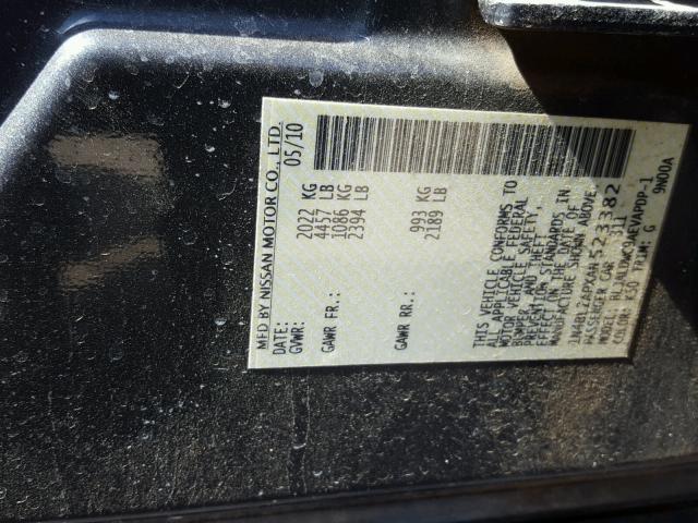 1N4BL2APXAN523382 - 2010 NISSAN ALTIMA SR GRAY photo 10