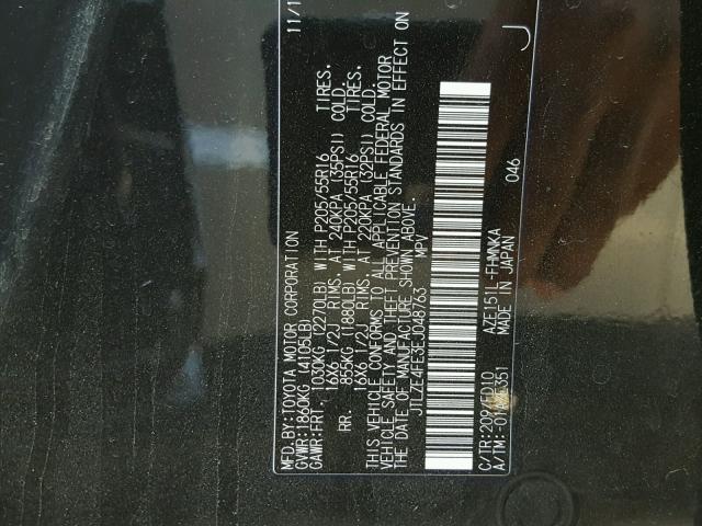 JTLZE4FE3EJ048763 - 2014 TOYOTA SCION XB Negro foto 10