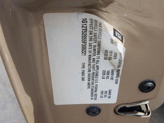 1G1ZT52855F306221 - 2005 CHEVROLET MALIBU LS BEIGE photo 10