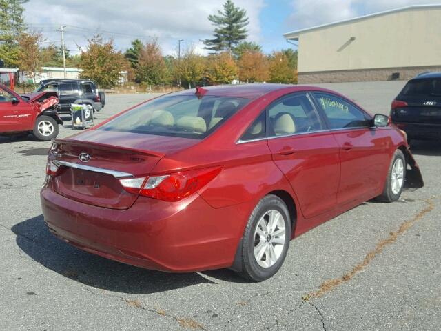 5NPEB4ACXDH561900 - 2013 HYUNDAI SONATA GLS RED photo 4