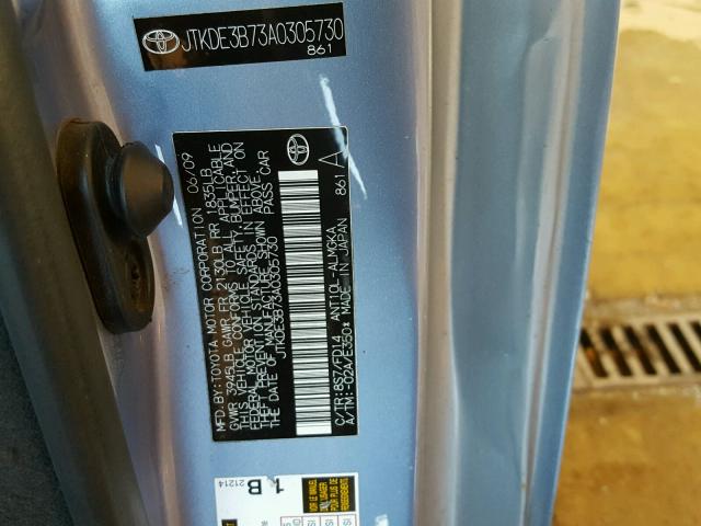 JTKDE3B73A0305730 - 2010 TOYOTA SCION TC 蓝色 照片 10