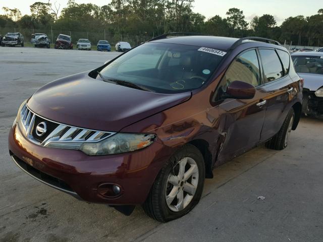 JN8AZ18U29W021602 - 2009 NISSAN MURANO MAROON photo 2