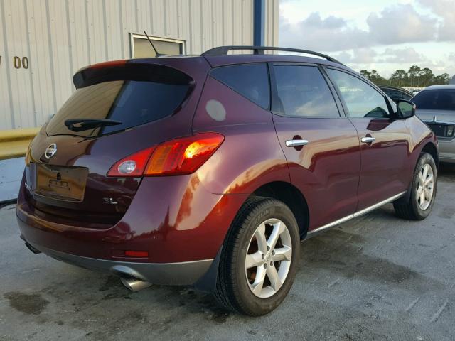 JN8AZ18U29W021602 - 2009 NISSAN MURANO MAROON photo 4