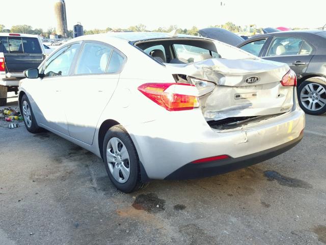 KNAFK4A61F5336246 - 2015 KIA FORTE LX SILVER photo 3